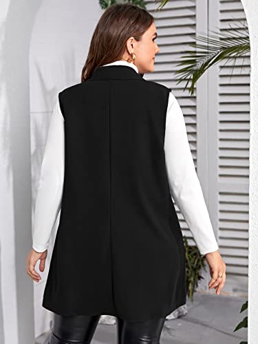 MakeMeChic Women's Plus Size Sleeveless Collar Neck Button Down Vest Blazer Outwear2
