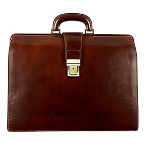 Time Resistance Leather Lawyer Briefcase – Italian Handmade Laptop Briefcase for Men and Women – Attache Case – Doctor Bag
