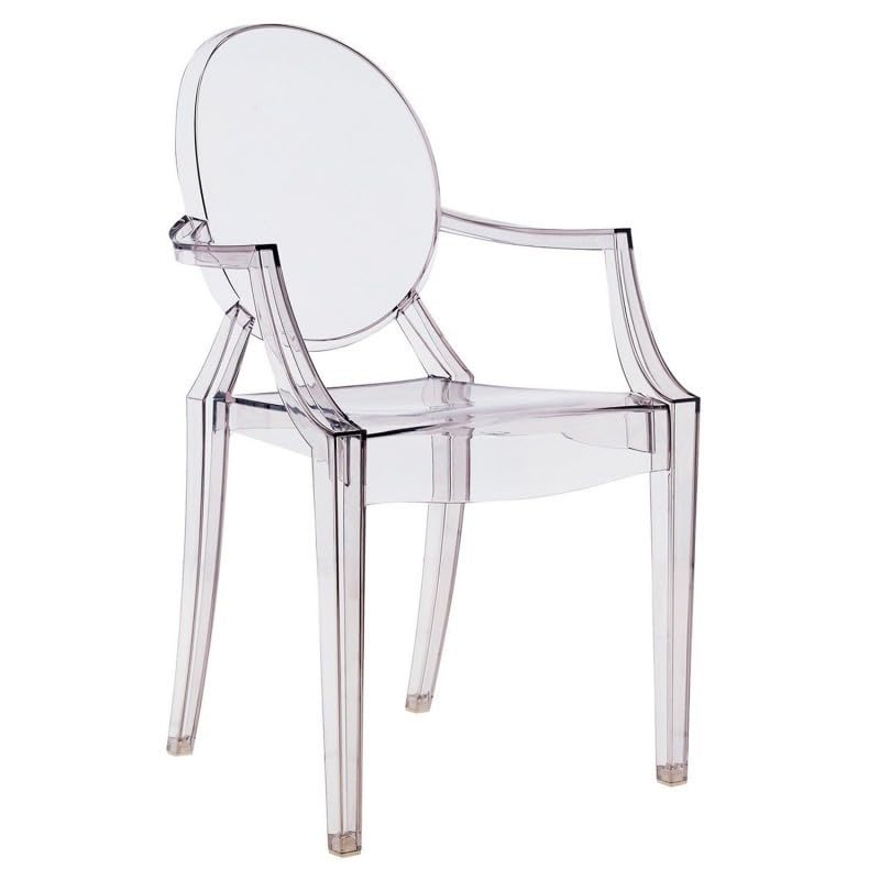 Genérico XITIAhome - Juego de 4 sillas de Comedor Transparentes con reposabrazos, diseño Luis XV, Ghost Chair
