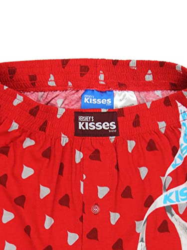 HERSHEY'S Kisses Chocolate Candy Mens Button Fly Boxer Lounge Shorts (Red, Small)3