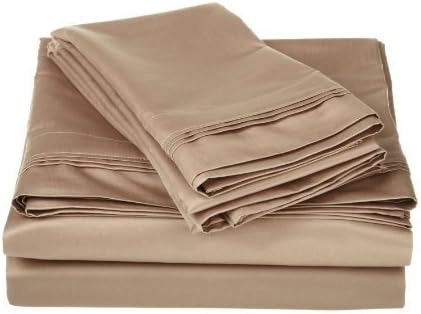 LaxLinen 350 Thread Count 100% Egyptian Cotton Super Quality 1PC Flat Sheet(Top Sheet) Full Bed Size/Double Bed Size, Beige Solid