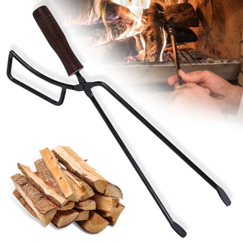 MEGYAD Kaminzange Kaminbesteck 40cm: Feuerzange Schwerlast Feuerholzzange mit Holzgriff Kaminzubehör Kohlenzange Brikettzange für Lagerfeuer Kamin Kaminofen, in Pulverbeschichteten Stahl MEGYAD Kaminzange Kaminbesteck 40cm: Feuerzange Schwerlast Feuerholzzange mit Holzgriff Kaminzubehör Kohlenzange Brikettzange für Lagerfeuer Kamin Kaminofen, in Pulverbeschichteten Stahl