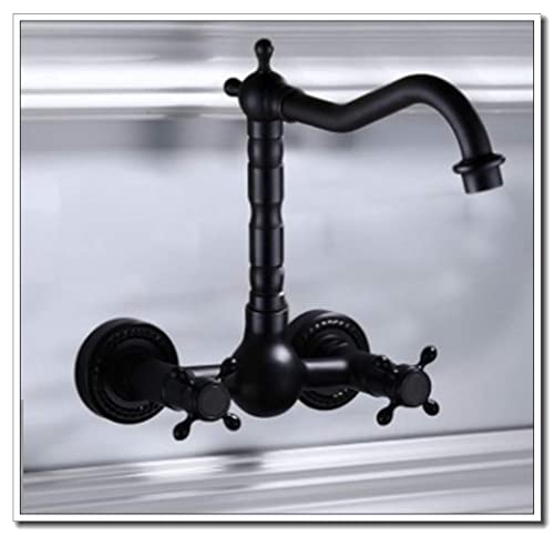 Grifo de pared para cocina bimando con chorro aireador antisalpicaduras