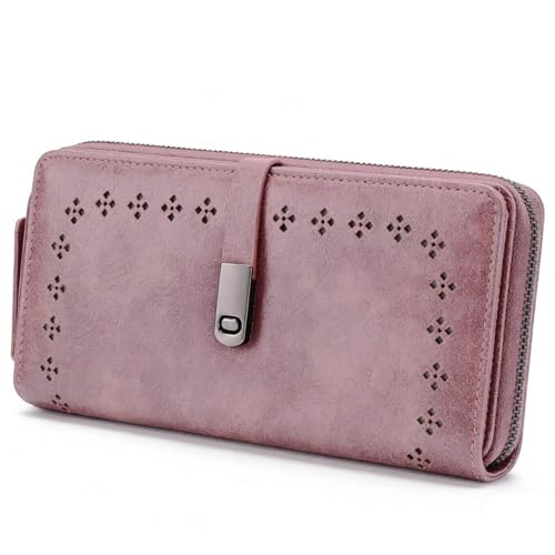 Image of Wallet for Women Large Capacity RFID Blocking Leather Bifold Card Holder with Zipper Change Pocket