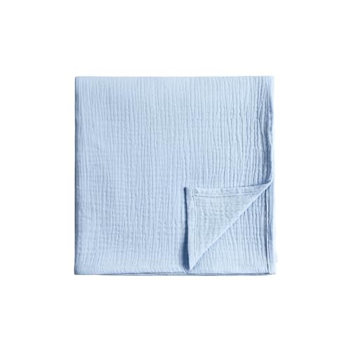 Image of Meracorallo Muslin Swaddle Blanket, 100% Cotton Receiving Blanket Soft and Breathable Swaddle Wrap for Baby Boys and Girls, Sky Blue