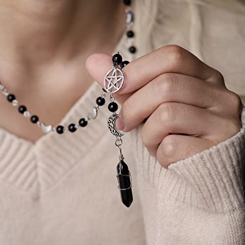 Sacina Gothic Emo Grunge Crescent Moon Choker Necklace, Moon Sun Pendant, Gothic Goth Necklace, Halloween Christmas Jewelry Gift for Women3