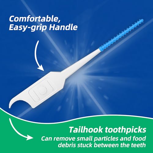 Image of VINSULLA Soft Silicone Interdental Brushes, 300 Count | BPA-Free Flexible Dental Picks with Travel Case for Gentle Teeth Cleaning, Blue