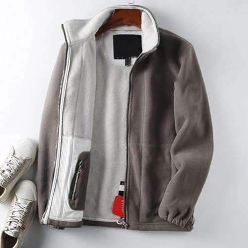 Kyayu Double-Layer Fleece Jacket for Men,Full Zip Thick Fleece Casual Coat,Lightweight and Warm Outdoor Hiking Jacket2
