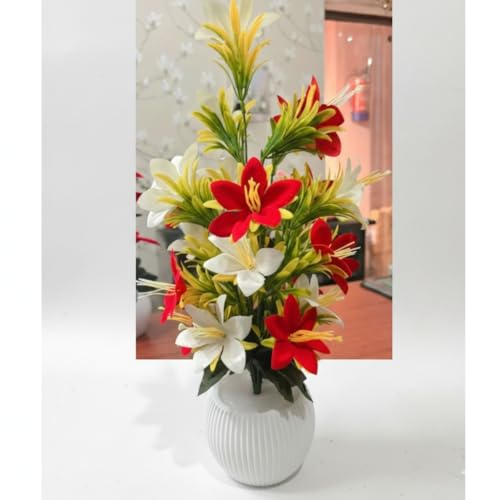 Image of Artificial Flowers with Pot for Home Decor | Big Size Artificial Plants for Living Room Decor | Premium Artificial Flower Vase for Living Room, Bedroom & Hall