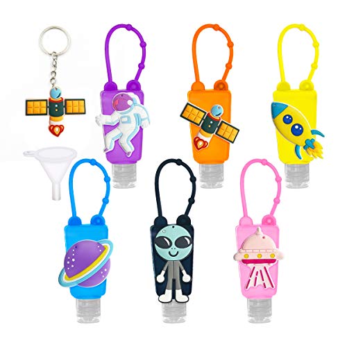 Preisvergleich Produktbild Tragbare Reiseflaschen Set für Kinder,Auslaufsichere Silikon Nachfüllbare Reiseflaschen für Schule, Reisen, Spielen im Freien, Camping (Astronaut)