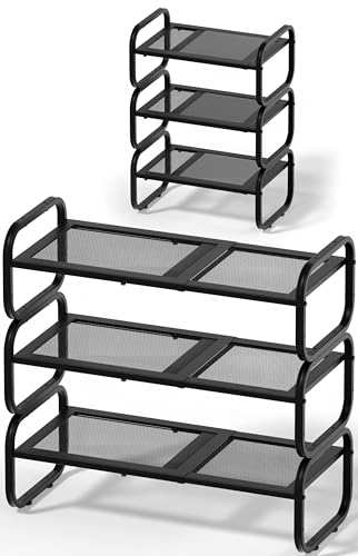 HDDTTZ 3 Tier Shoe Rack - Expandable Shoe Organizer for Closet