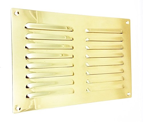Louvre Air Vent Grille Hooded Open Vent 240x165mm in Polish Brass