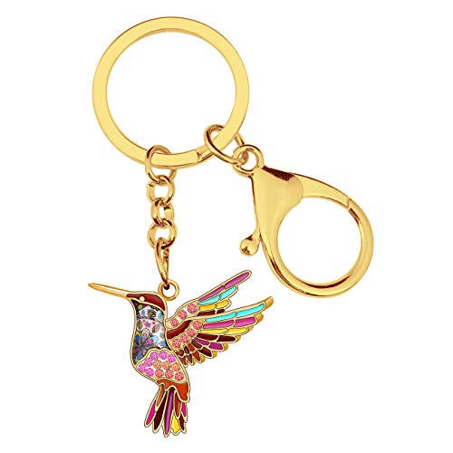 DALANE Porte-clés Colibri Alliage Émaillé Oiseaux Porte-clés Sac de Voiture Bijoux pour Femmes Filles Charms Cadeaux (Plaqué Or Rouge)