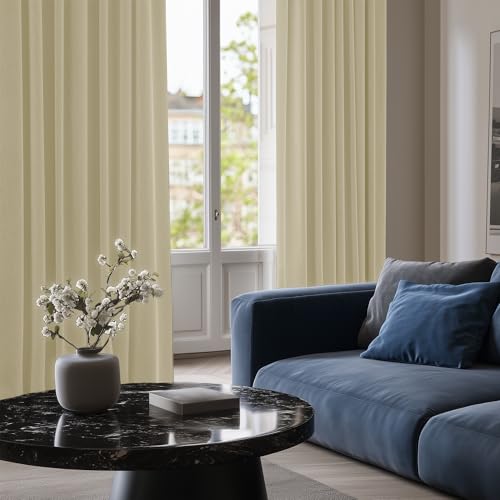 Image of Deconovo Solid Thermal Insulated Blackout Curtain Kids Room 52 inch W x 63 inch L, Beige