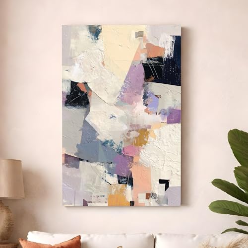 Image of Modern Abstract Stretched Canvas Painting For Living Room | Colorful Expression Stretched Canvas Wall Art For Livingroom Home Decor, Bedroom, Hallway's, Office, Hotel - 56x86 cm