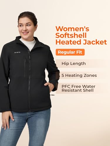 ORORO Women's Softshell Heated Jacket with Battery, Heating Jacket for Outdoors (Charger Not Included)4