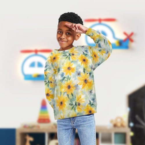 JUNZAN Spring Sunflower Big Boys Sweatshirts Hoodies Fleece Hoodies for Girls Sports 4T4