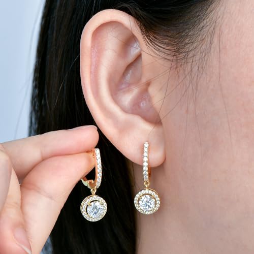 PROSTORRY 1CT Moissanite Dangle Earrings 925 Sterling Silver D Color Moissanite Pendant Drop Huggie Earring for Women Birthday Christmas Jewelry Gifts2