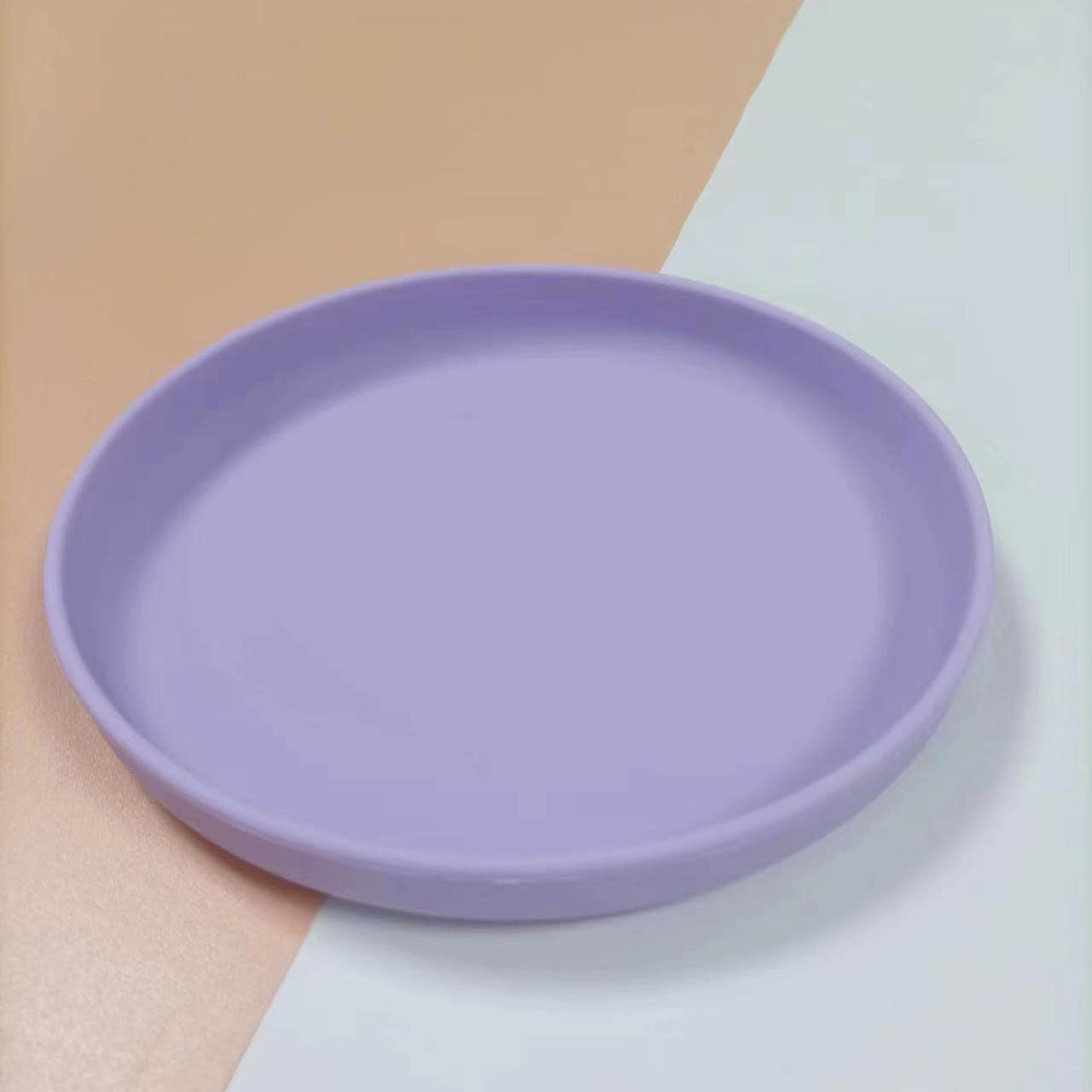 Silicone Pet Food Bowl, Flat Raised Anti-slip Cat Food Dish for Kittens, Dog, Small Animal (Purple)