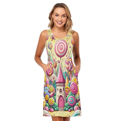 Image of ALAZA Women's Summer Dress Sun Dress Sleeveless with Pockets