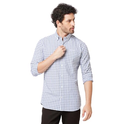 Image of KENNETH COLE New York Mens Slim Fit Cotton Spread Collar Long Sleeve Patch Pocket at Chest Casual Shirt