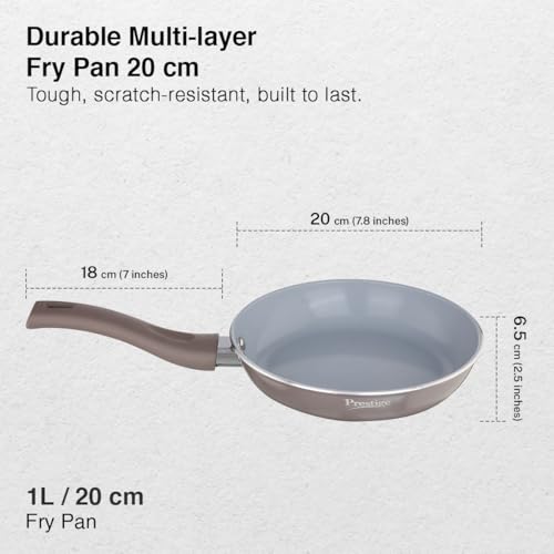 Image of Prestige Ceraglide Duo Frypan 20Cm /1L Non-Stick Ceramic Coating|Works On Gas & Induction|High Heating|Cool Touch Handle|Grey