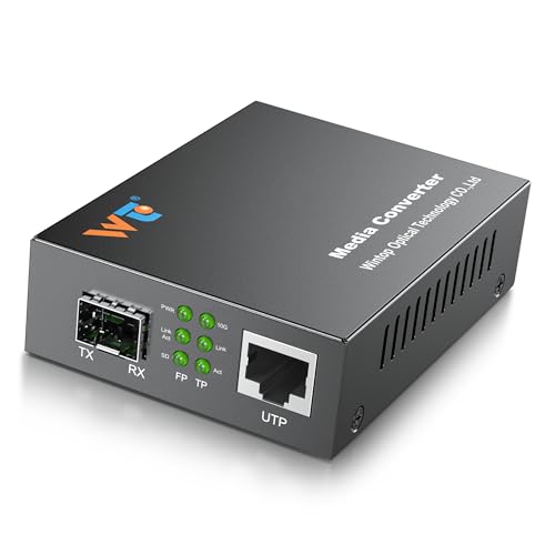 Image of 10G Fiber Ethernet Media Converter, Fiber Optic Transceiver | 10G SFP+ to RJ45 Media Converter