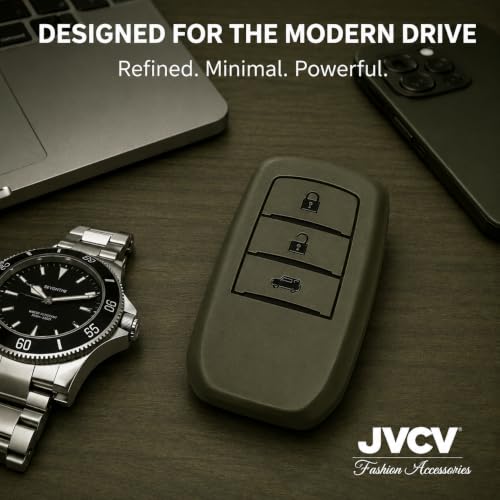 Image of JVCV Soft TPU Key Cover Compatible with Toyota Fortuner Camry Hilux Innova Crysta Fortuner Legender Innova HyCross Land Cruiser 3 Button Smart Key (3B Matte Green)