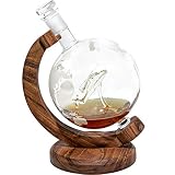 Helicopter Etched Globe Whiskey Decanter - Pilot Gift w/Helicopter Inside - Unique Personalized Gift for Promotion, Retirement, or Milestone