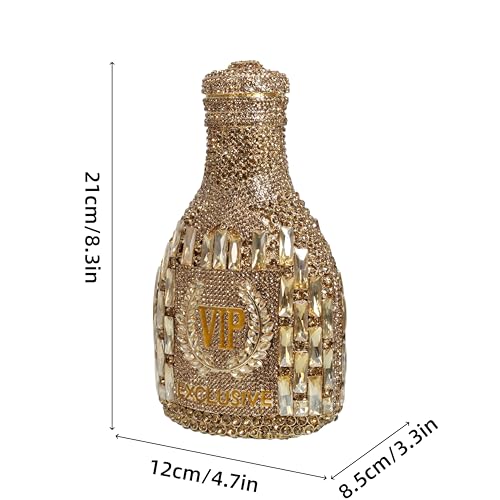 Image of UMREN Women Champagne Bottle Rhinestone Evening Bag Sweet Bow Diamond Clutch Purse Crystal Handbag for Party Cocktail