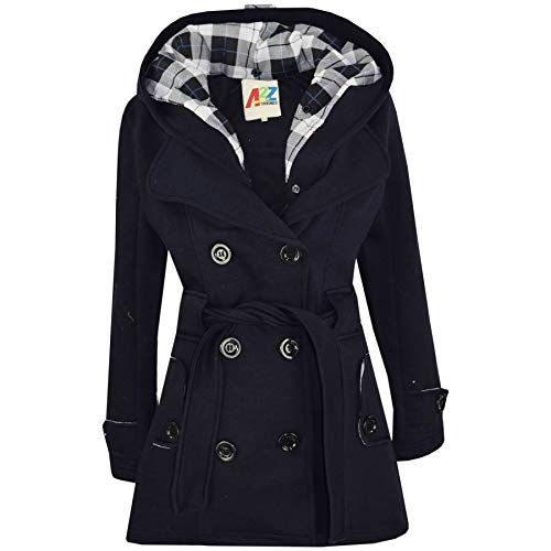 A2Z 4 Kids Kids Girls Overcoat Double Breasted Hooded Trench Coat - Jacket 007 Navy 11-12