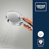 GROHE Vitalio Joy+ 120 - Pomme de douche 3 Jets: Pluie, Jet, Booster, (⌀120 mm, Économie d’Eau 6,3 l/min, Protection Anti-Brûlure, Montage Universel), Chrome, 1348630000 - 3