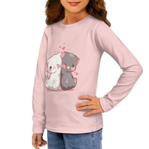 Image of Girls Long Sleeve Shirts Casual Crewneck Soft T-shirts for Girls 3-16 Years Old