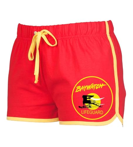 Artshirt Factory Baywatch Damen Shorts Farbe: Rot/Gelb Bekleidungsgröße: XL Slim Kurz