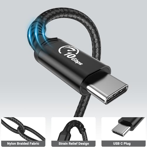 SUMPK Android Auto & CarPlay USB C Cable 10Gbps 30cm (2-Pack, Black), USB 3.1 Gen 2 Type C Cord with 3A Fast Charging Compatible for iPhone 16/15 Pro/Samsung Galaxy S24/S23/SSD - Image 6