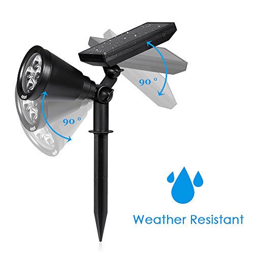 AMIR 2 in 1 Solar Spotlights, Upgraded Solar Garden Light Outdoor, Waterproof 4 LED Landscape Lighting, Solar Wall Light with Auto On/ Off for Yard Driveway Pathway Pool (2 Pack, Changing Color)
