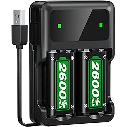 Cargador Bateria Juguete Batería de Controlador 2 x 2600mAH Recargable para Xbox One/Xbox Serie S/X Mando inalámbricos Elite, Juegos de Batería y Cargador