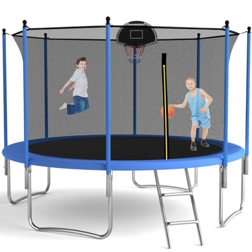 Outdoor Trampolin, Diameter 305/366cm, Outdoor-Trampolin für Kinder und Erwachsene, Freizeittrampolin mit Basketballkorb, Leiter und Rostschutzbeschichtung, Belastbarkeit 200/272KG (305cm) Outdoor Trampolin, Diameter 305/366cm, Outdoor-Trampolin für Kinder und Erwachsene, Freizeittrampolin mit Basketballkorb, Leiter und Rostschutzbeschichtung, Belastbarkeit 200/272KG (305cm)