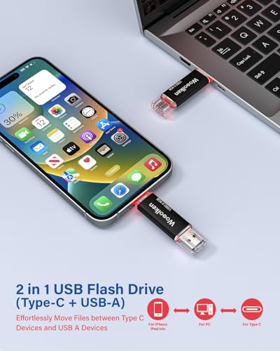 USB C Flash Drive 8GB 10 Pack, Wooolken Type-C Flash Drive + USB 2.0 Thumb Drive OTG USB Drive Compatible with iPhone 16/15, Android Smartphone/Tablets/Computers - Image 3
