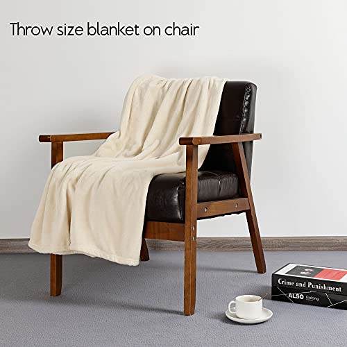 Image of NANPIPER Fleece Blankets, Super Soft Flannel Fuzzy Blanket for Couch, Luxury Cozy Lightweight Microfiber Dog Blanket-Throw Size,Ivory White