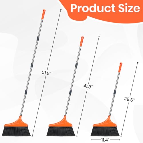 image for REEWII 4 Pack Heavy-Duty Angle Broom for Floor Cleaning with 12‘’W