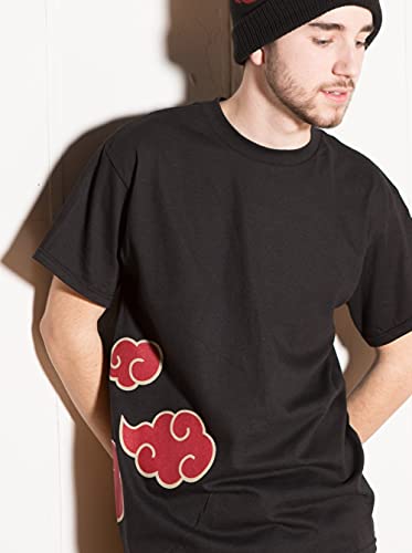 Ripple Junction Naruto Shippuden Men's Short Sleeve T-Shirt Akatsuki Clouds & Anti-Leaf Front & Back Logo Officially Licensed4