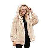 manteau chaud fausse fourrure femme  EGSDMNVSQ Veste D\'hiver Femme Veste Chaude en Peluche Veste en Fausse Fourrure Manteau Polaire avec Capuche Grande Taille Veste épaisse Fermeture éclair Cordon de Serrage Sweat à Capuche Moelleux