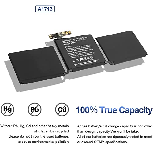 Image of WISTAR Laptop Battery A1713 A1708 Replacement Battery for MacBook Pro 13-inch A1708 (Late 2016,Mid 2017 Years)
