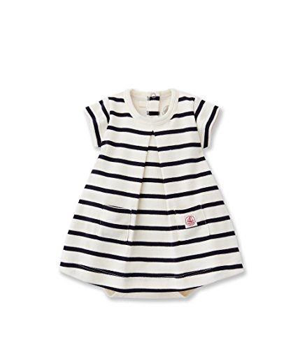  Petit Bateau Body Robe MC Vestito, Mehrfarbig (Coquille/Abysse 50), 2 Mesi Bimbo
