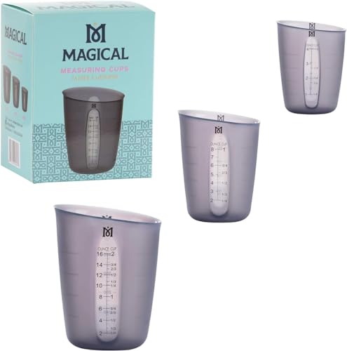 Magical Butter Magical Measuring Cups - Silicone & Dishwasher-Safe 3-Piece Set - Measuring Cups with Accurate Markings - Design for Pouring Cookie, Chocolate & Gummy Mixtures into Molds & Trays