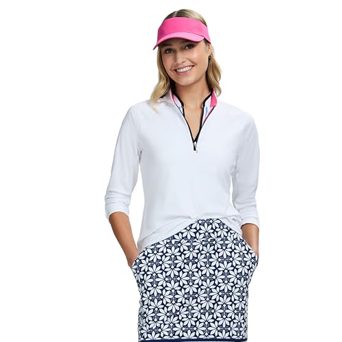 IZOD Women's Paloma Quarter Zip Pullover, Bright White, Medium