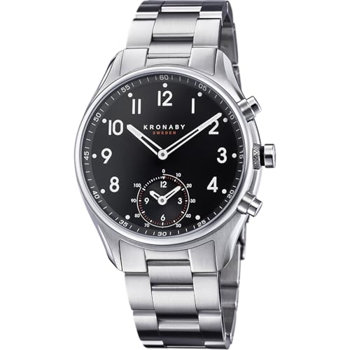 KRONABY Hybrid Smartwatch Herrenuhr Edelstahl 316L - Analoge Connected Uhr 10 ATM S1426/1 - Musiksteuerung, Schrittzähler, Benachrichtigungen, Anrufe - Apex