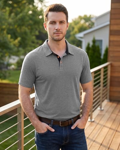 KUYIGO Mens Casual Polo Shirts Short Sleeve Summer Vacation Collared Shirt - image 3