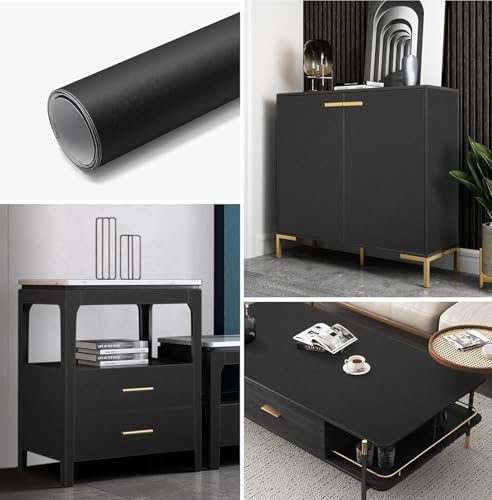 Image of ONETON Peel and Stick Black Matte Contact Paper Waterpoof Self Adhesive Decorative Wallpaper for Wall Kitchen Wallpaper for Bedroom (Black MATT WP, 12X50 inch)